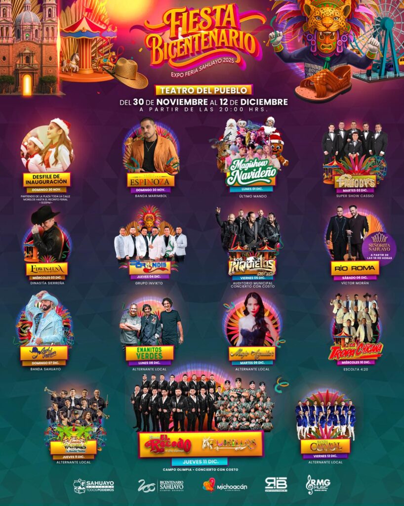 cartelera expo feria sahuayo 2025 bicentenario