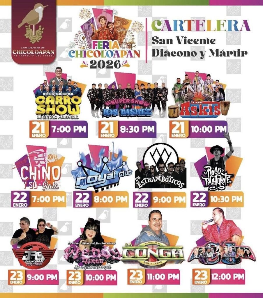 cartelera feria san vicente chicoloapan 2026