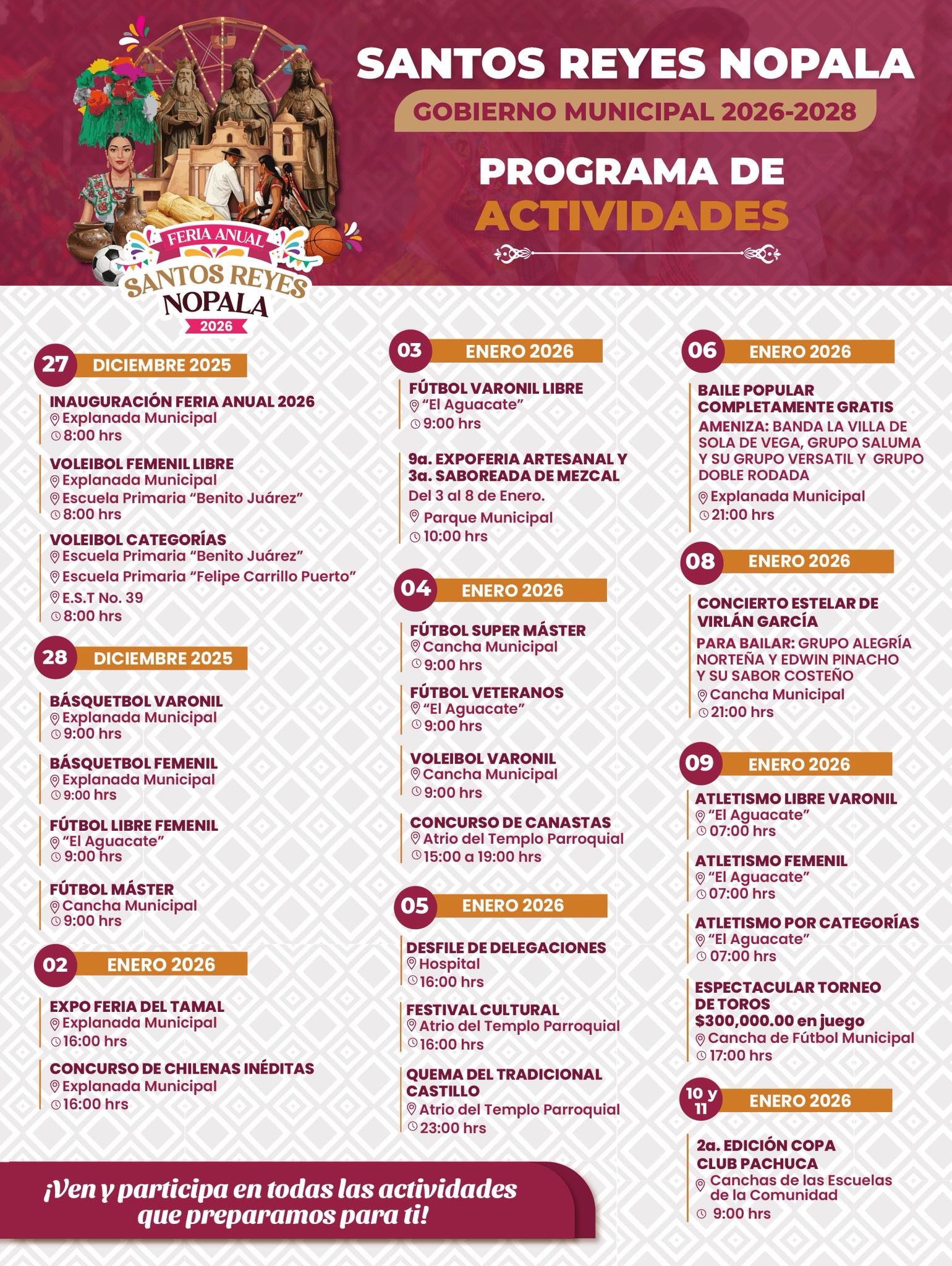 programa feria santos reyes nopala 2026