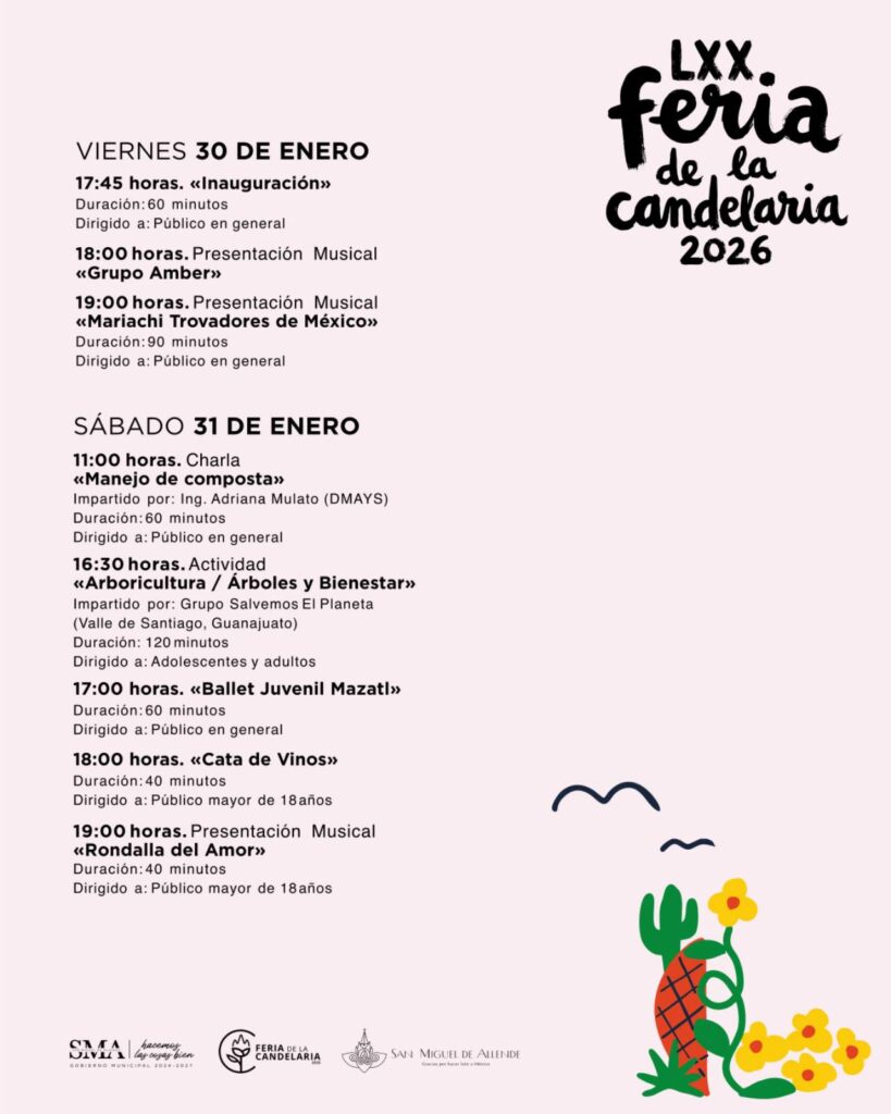 programa completo feria de la candelaria san miguel de allende 2026 