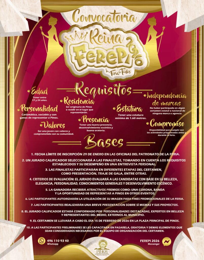 convocatoria reina feria pinos 2026