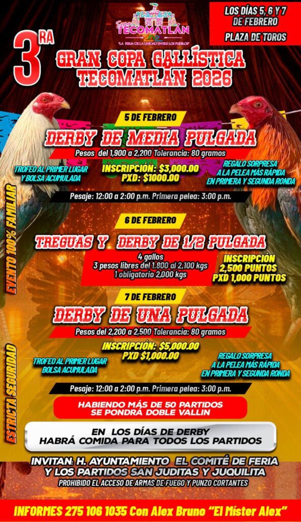 torneo de gallos feria tecomatlán 2026