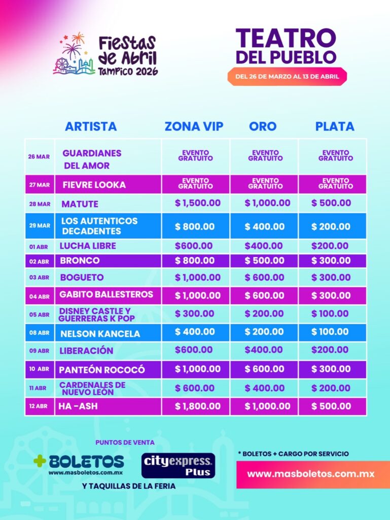 boletos fiestas de abril tampico 2026 