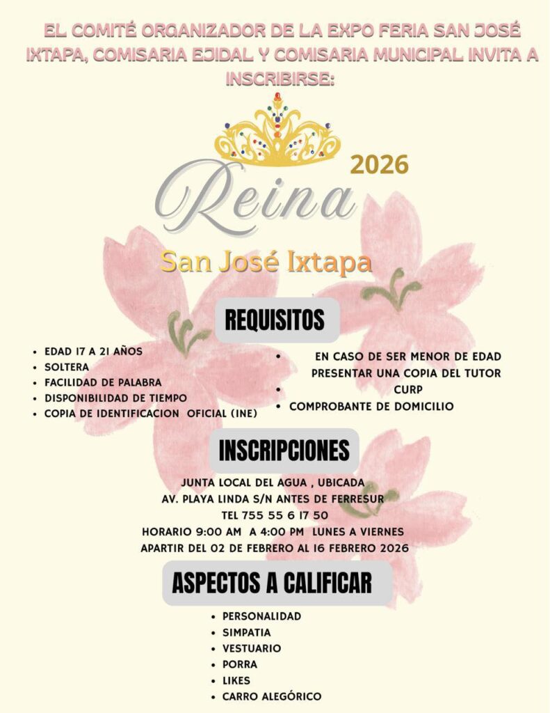 convocatoria reina san jose ixtapa 2026