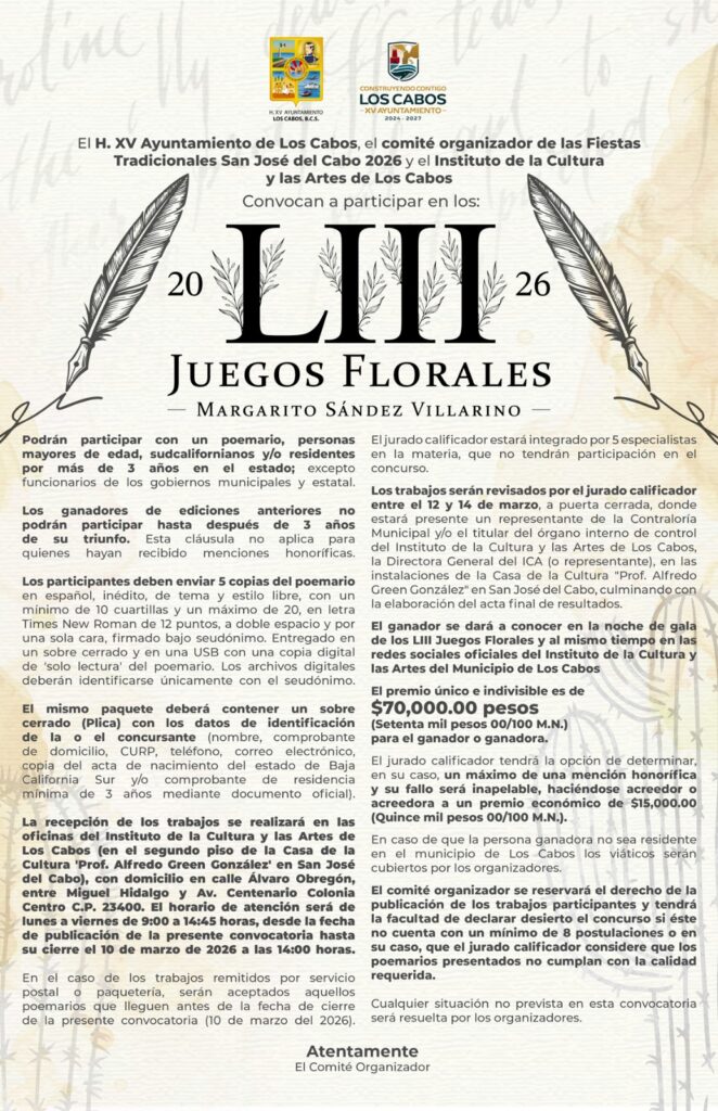 juegos florales los cabos 2026