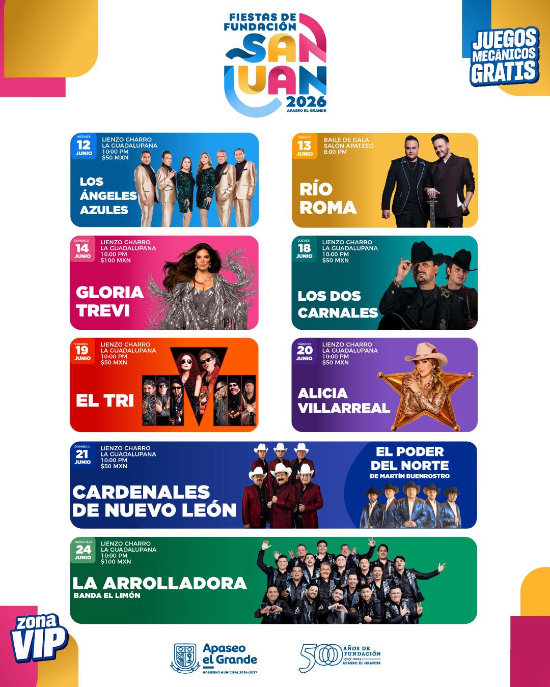 fiestas de fundación y san juan apaseo 2026