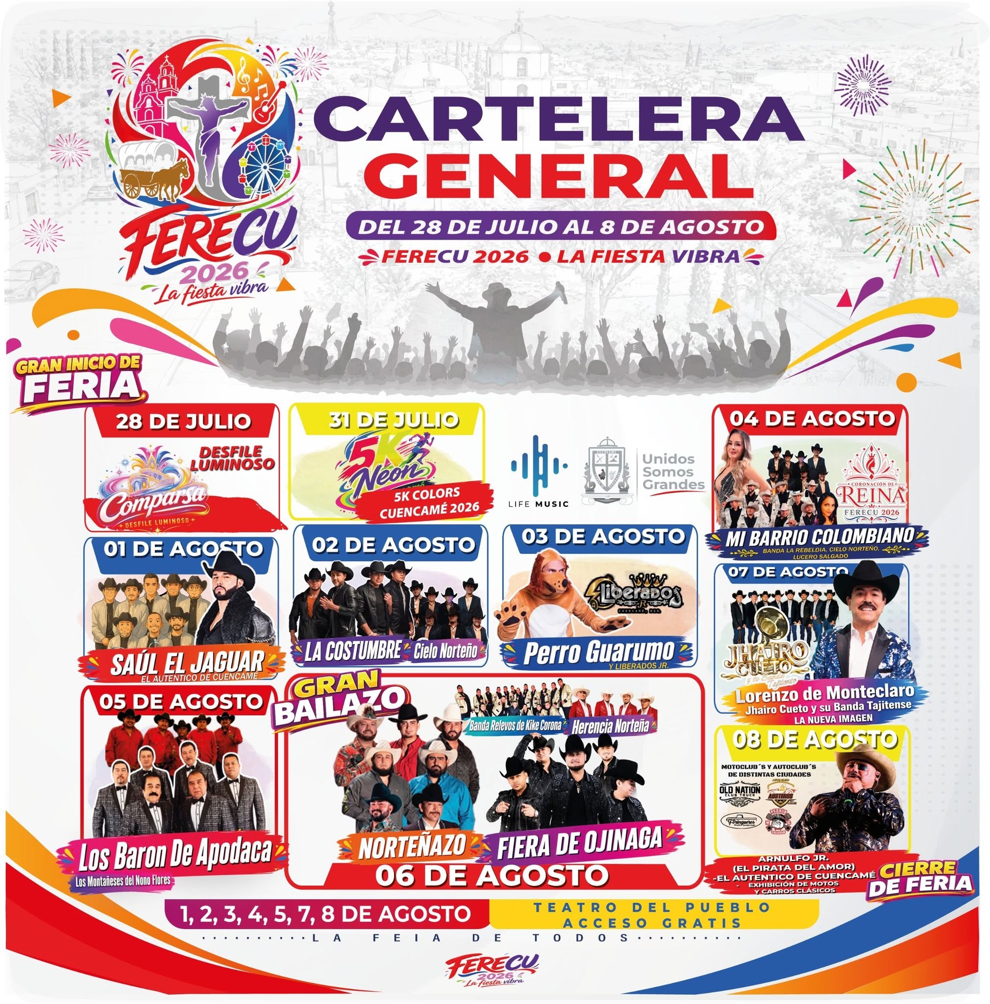 cartelera feria cuencamé 2026