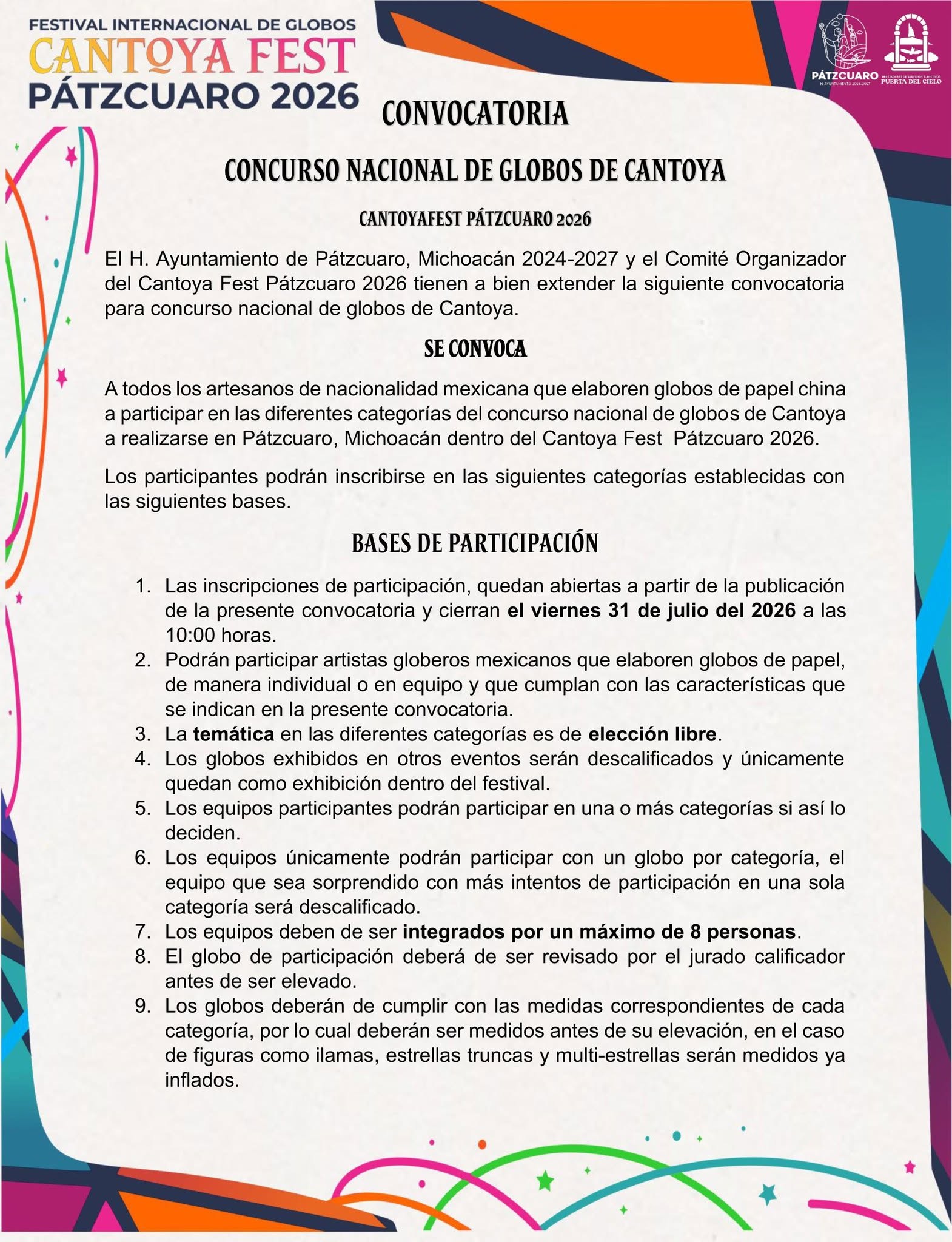 convocatoria cantoya fest 2026