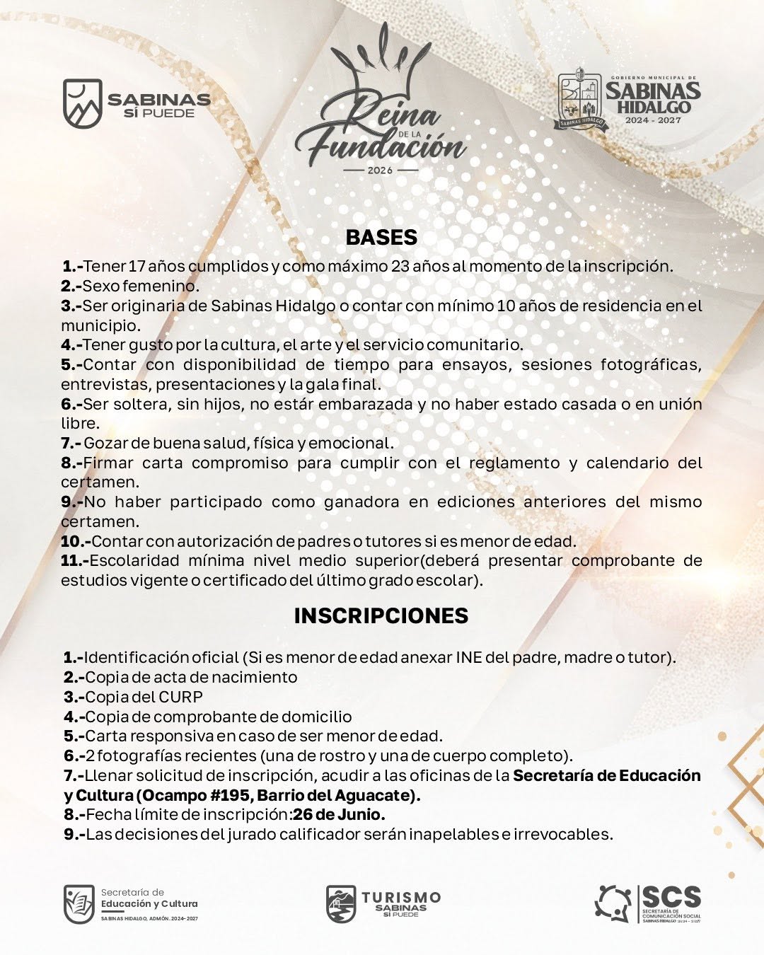 convocatoria reina feria sabinas hidalgo 2026