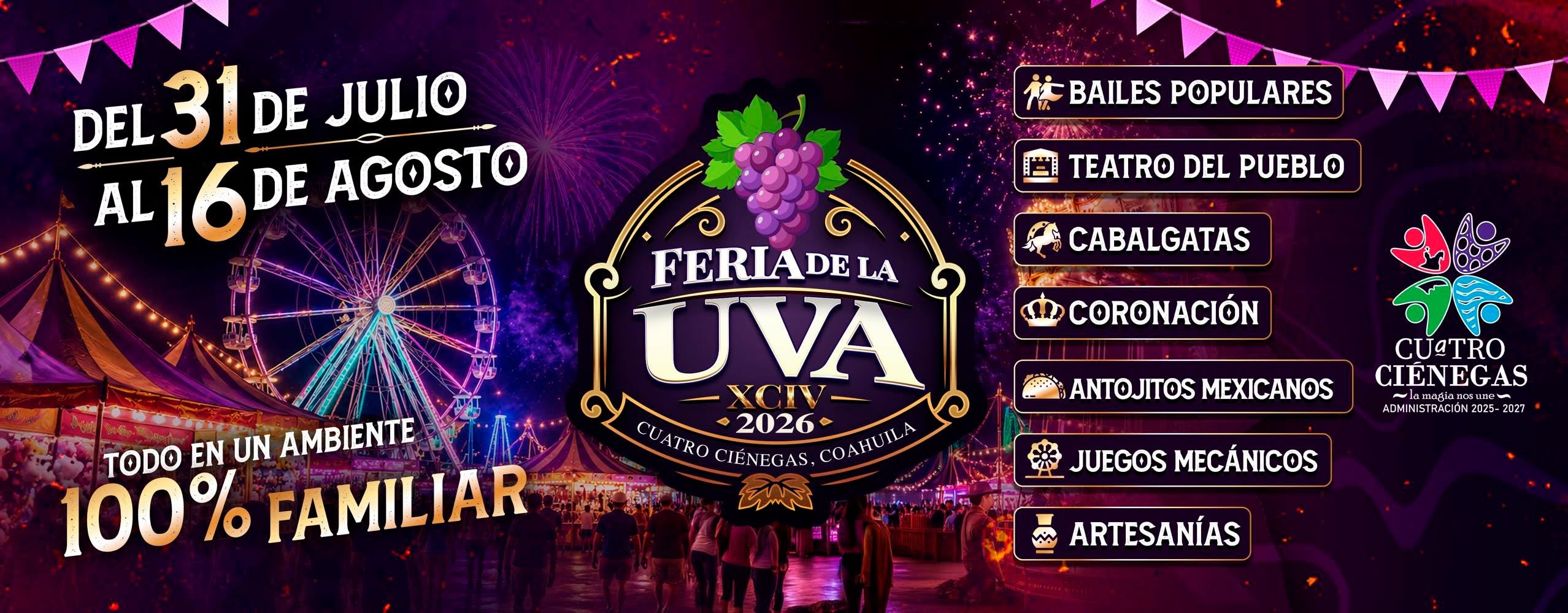 actividades feria de la uva cuatro ciénegas 2026