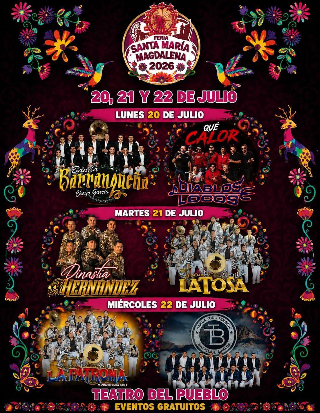 artistas feria santa maría magdalena 2026