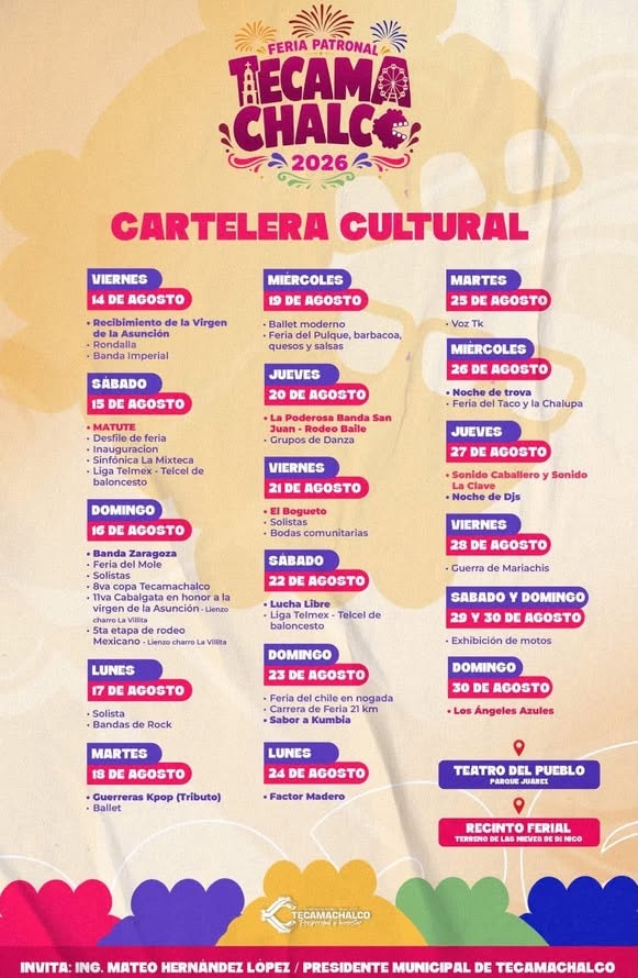 cartelera cultural feria tecamachalco 2026