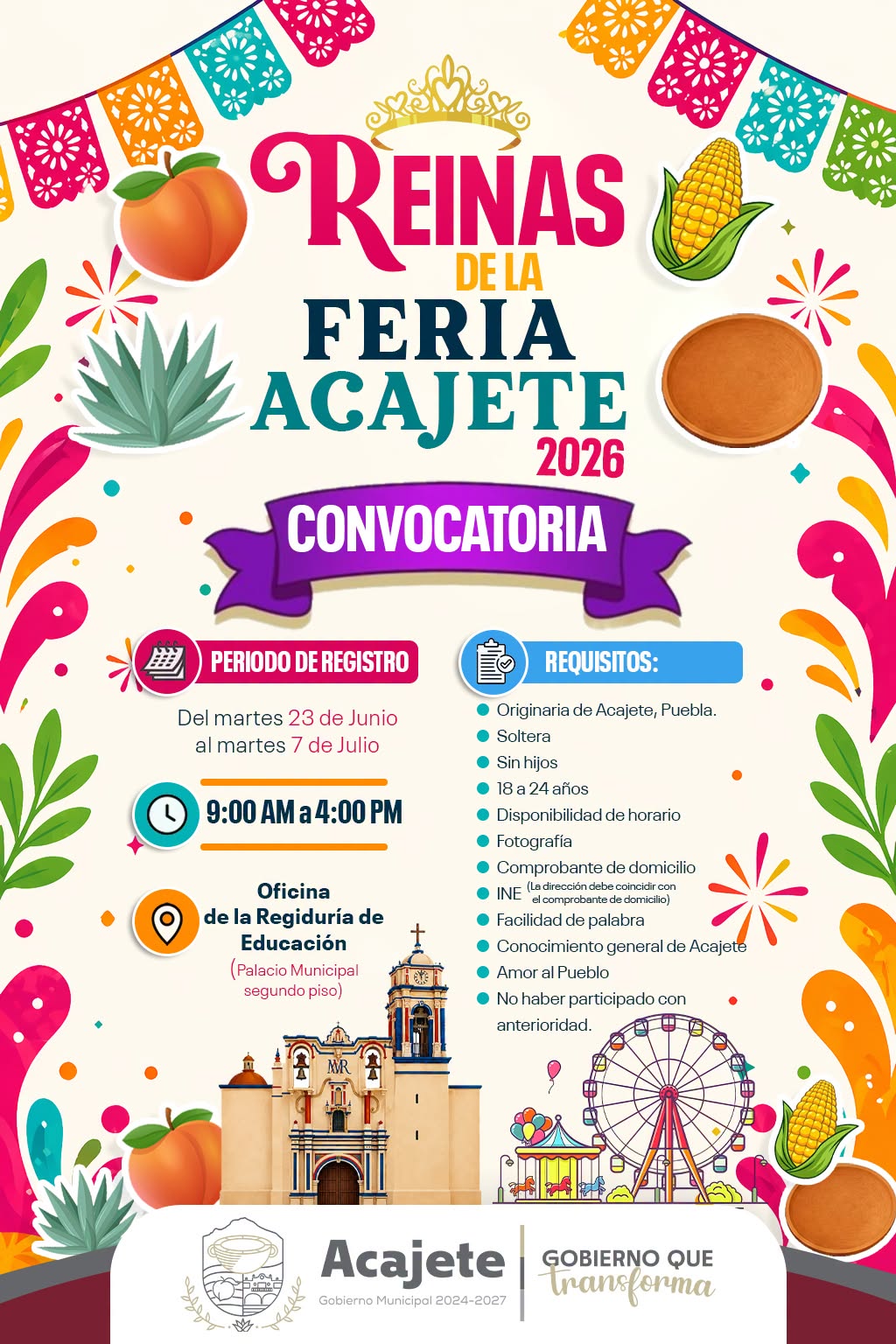 convocatoria reina feria acajete 2026