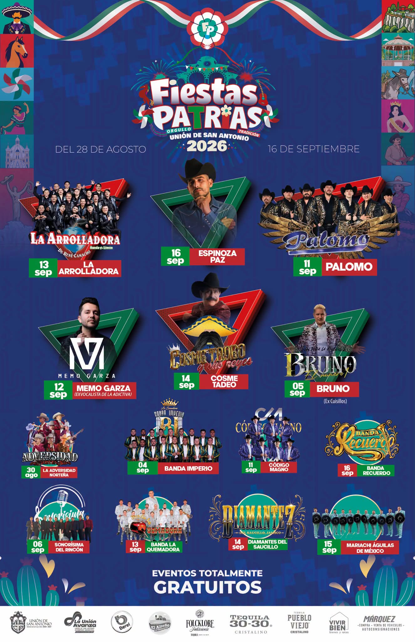 cartelera fiestas patrias unión de san antonio 2026