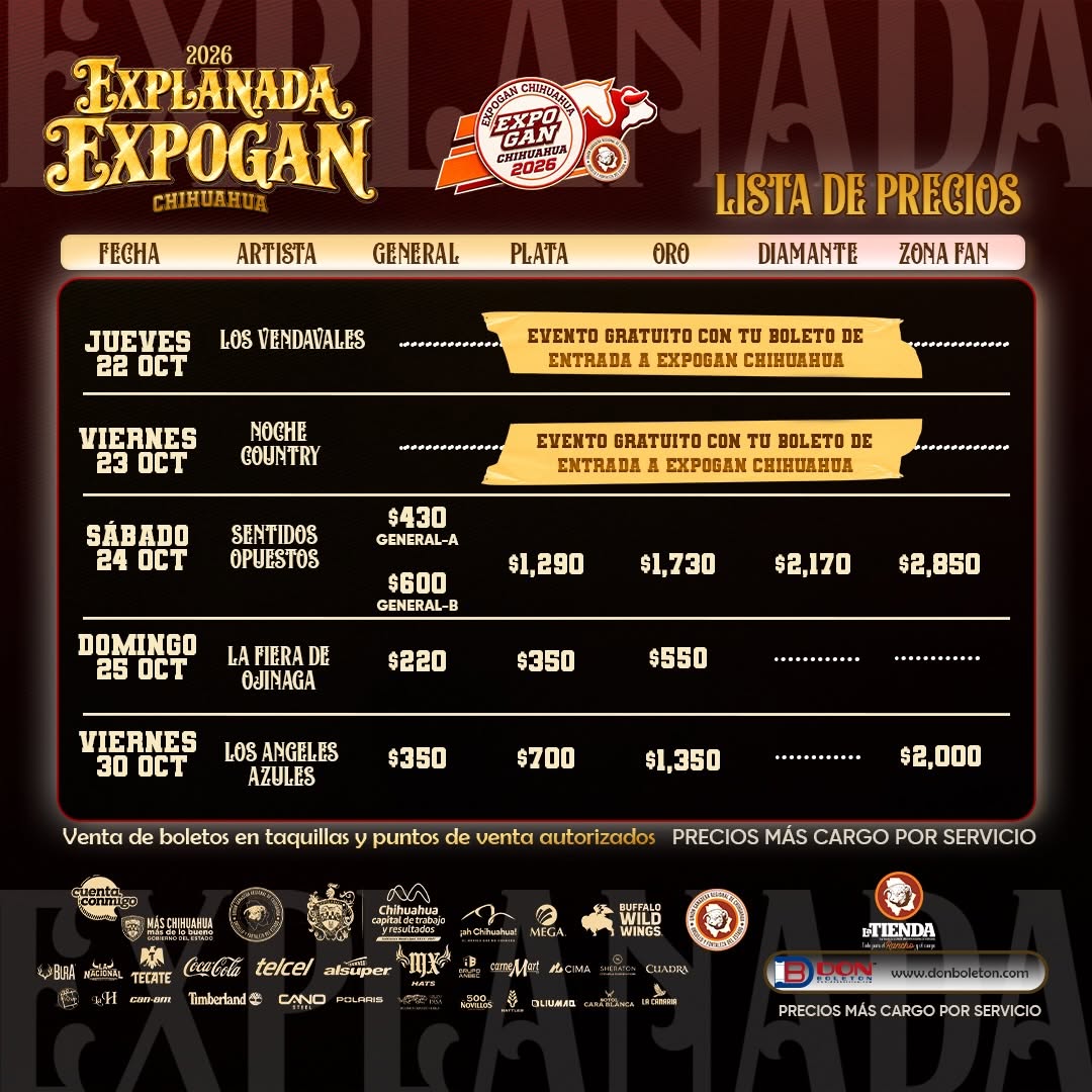 precio de boletos explanada