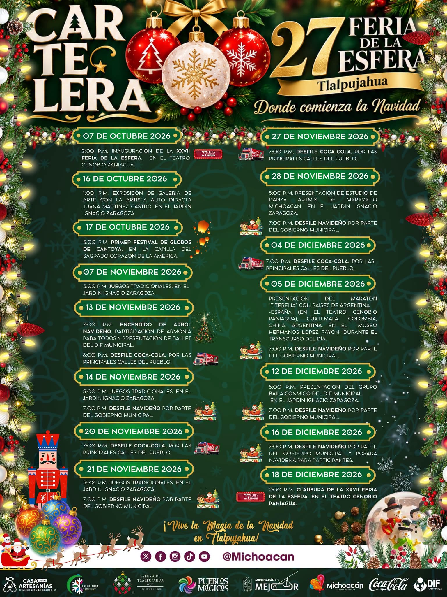 cartelera feria de la esfera tlalpujahua 2026
