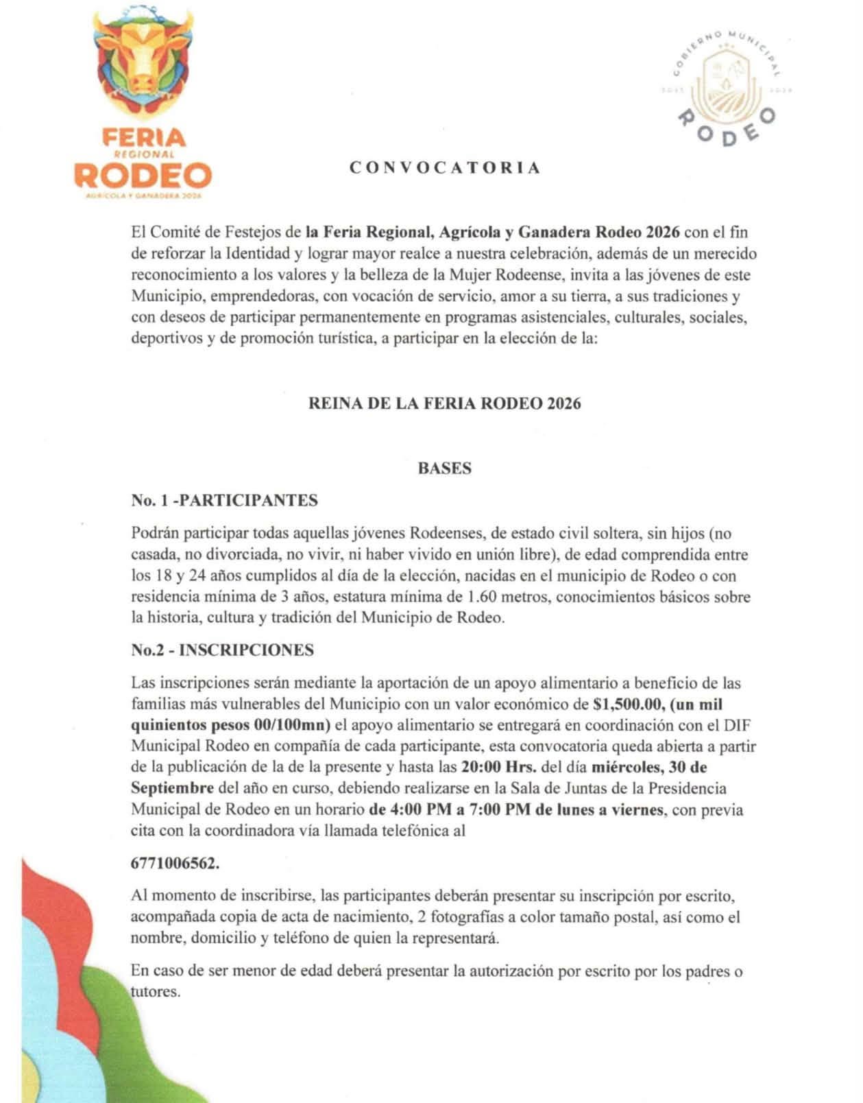 convocatoria reina feria rodeo 2026