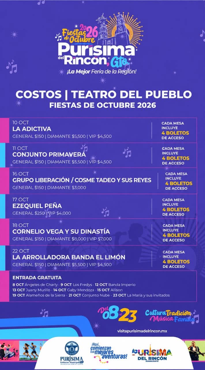 boletos feria purísima del rincón 2026