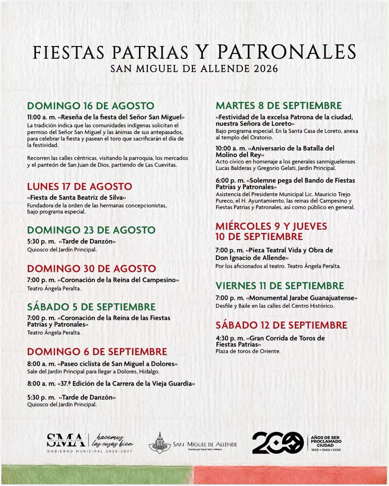 programa fiestas patronales san miguel de allende 2026