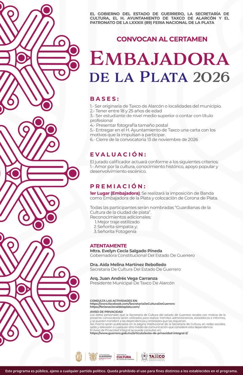 convocatoria embajadora feria taxco 2026